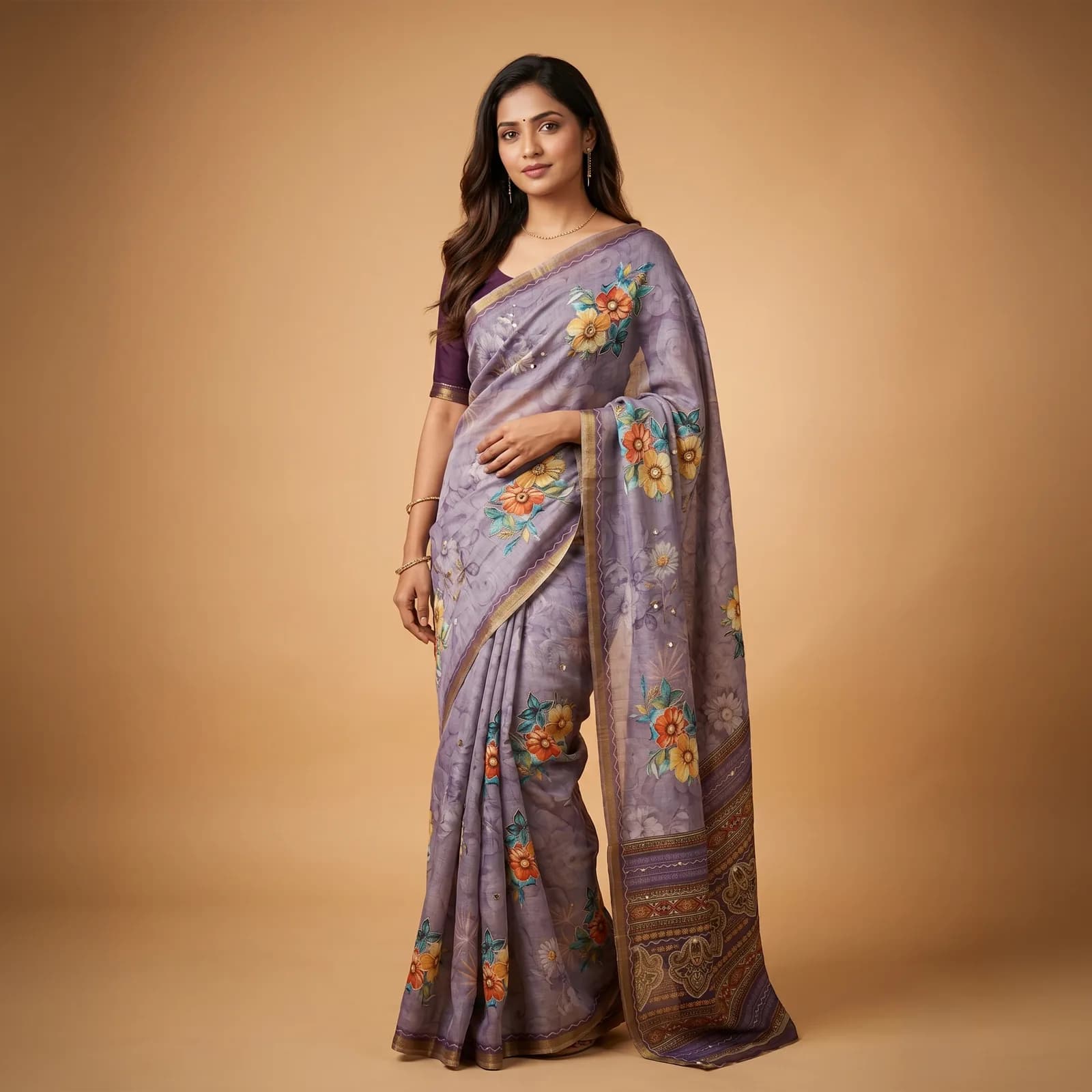 Shrishaa in Plum Maroon & Antique Gold - Angle 4