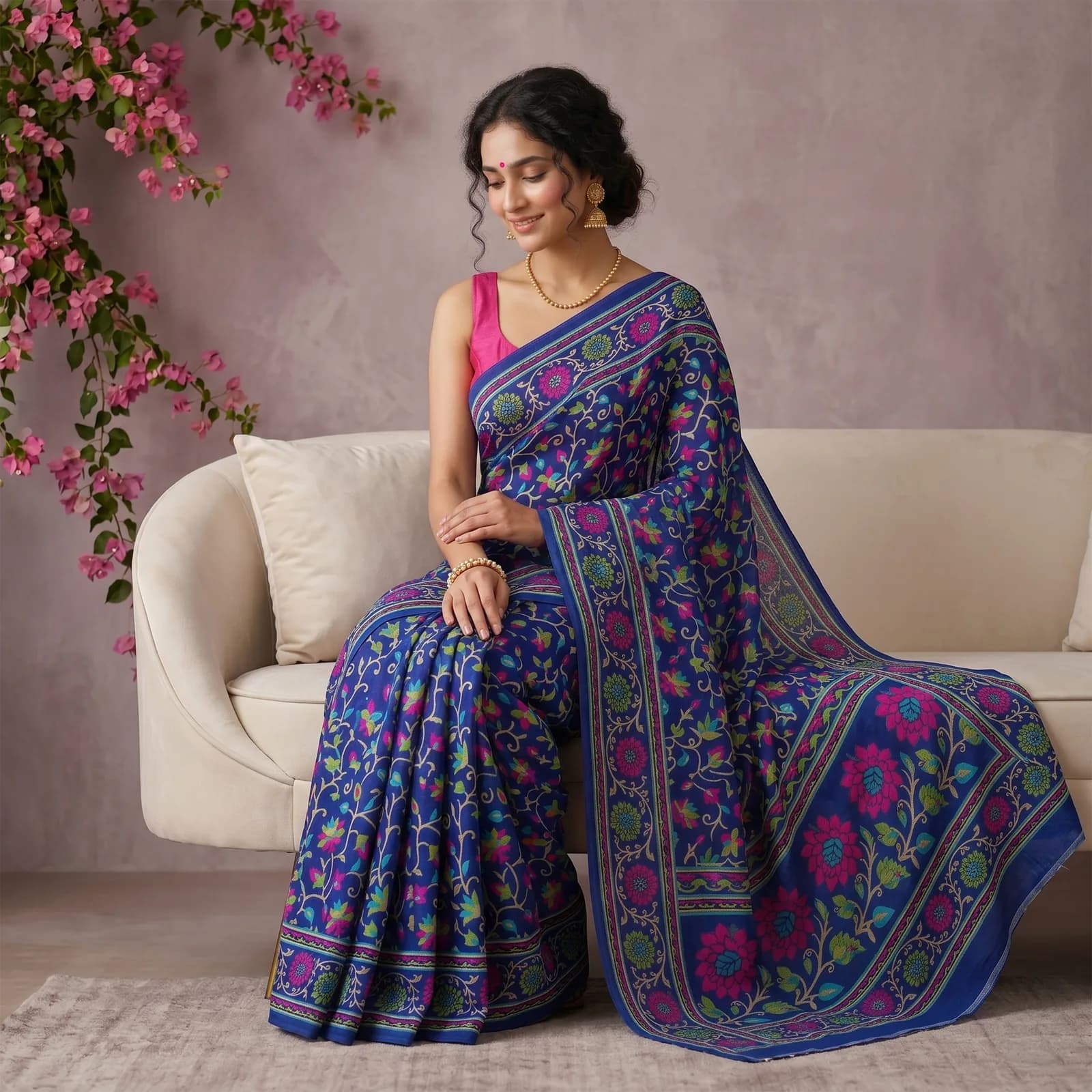 Rangoli in Multicolor Geometric Zari - Angle 3