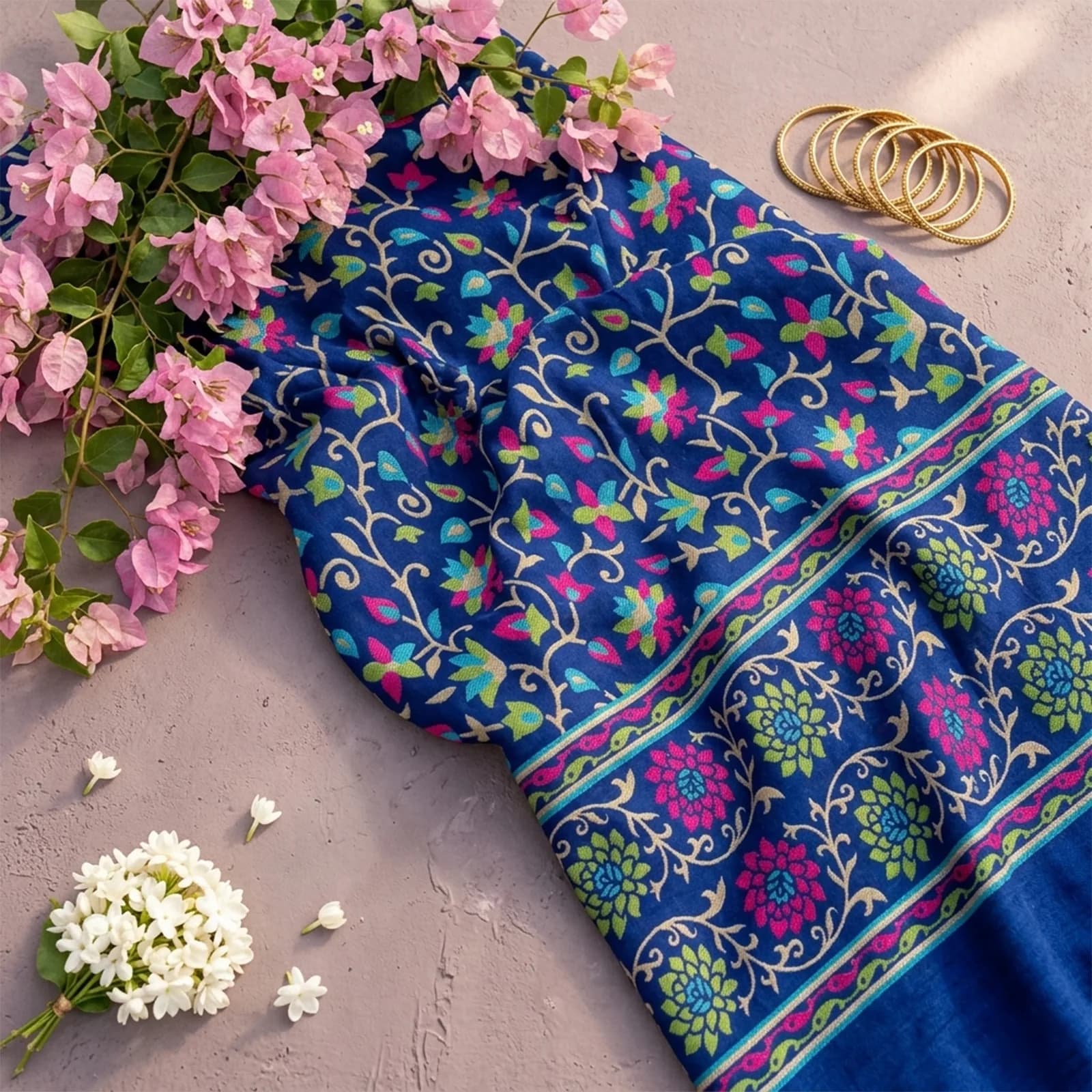 Rangoli in Multicolor Geometric Zari - Angle 5