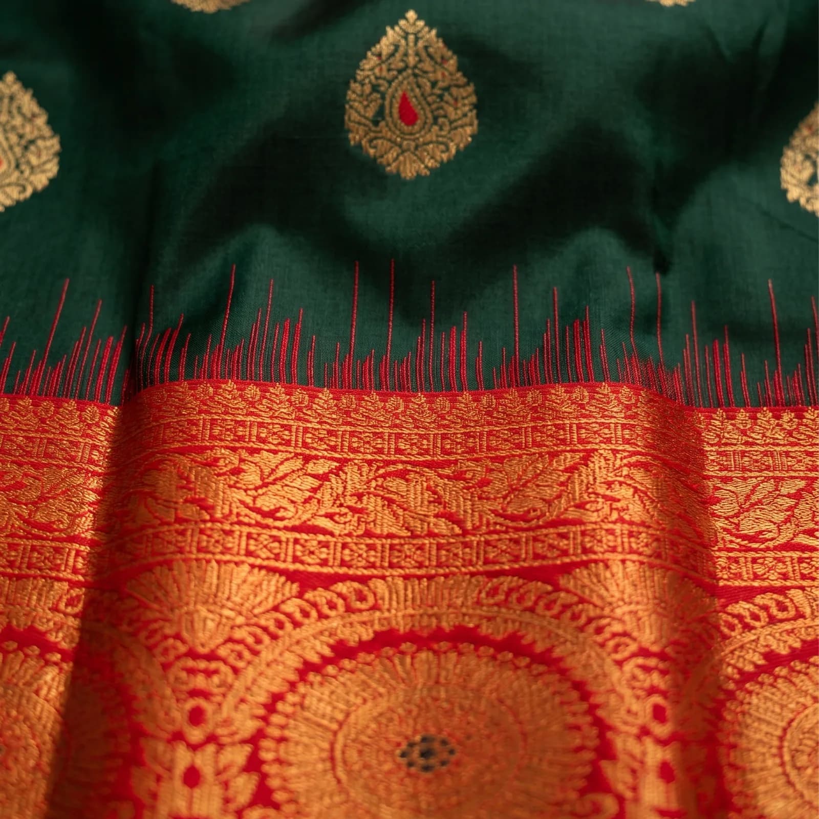Kaveri Silk in Turquoise & Silver Zari - Angle 6