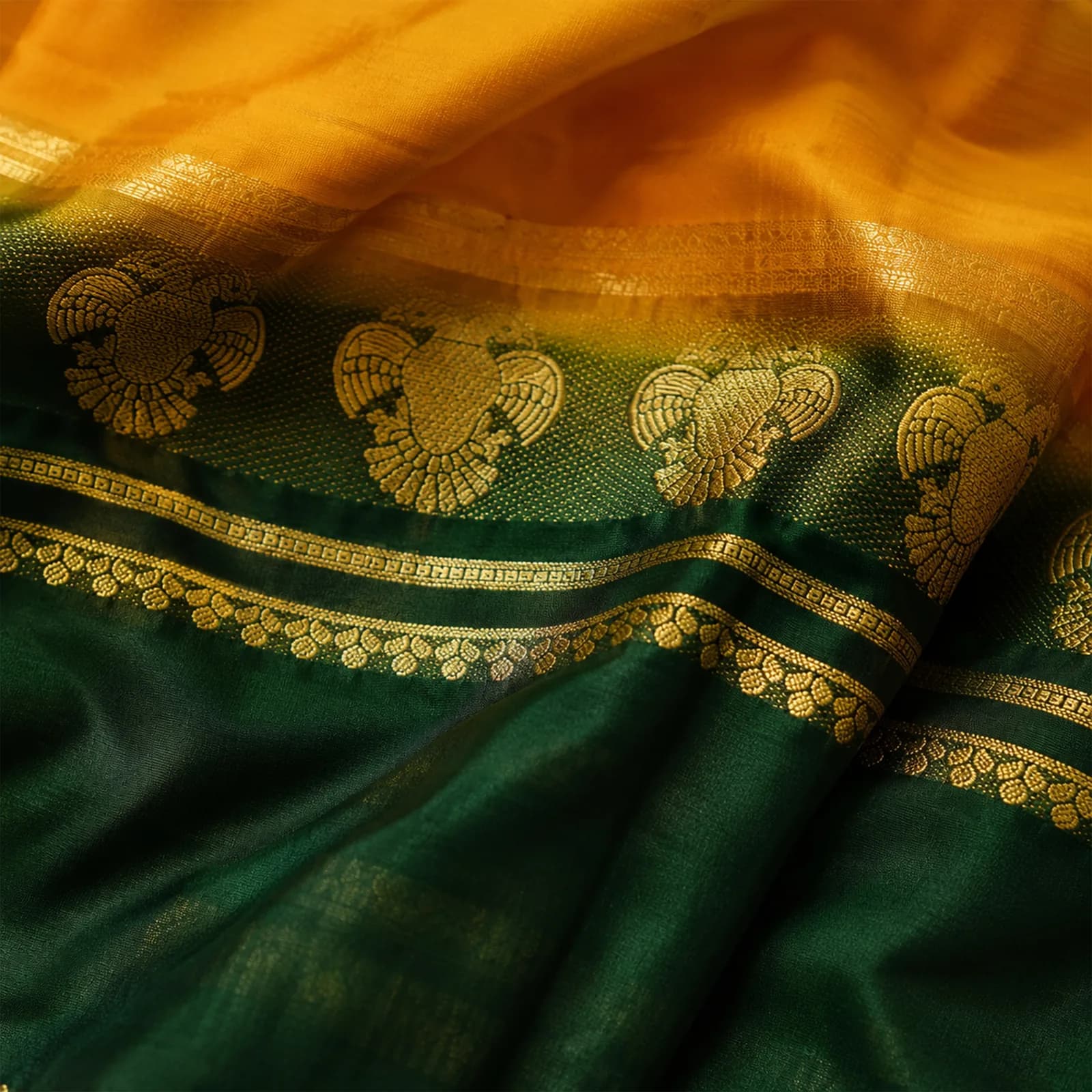 Saraswati in Pristine White & Gold Border - Angle 6