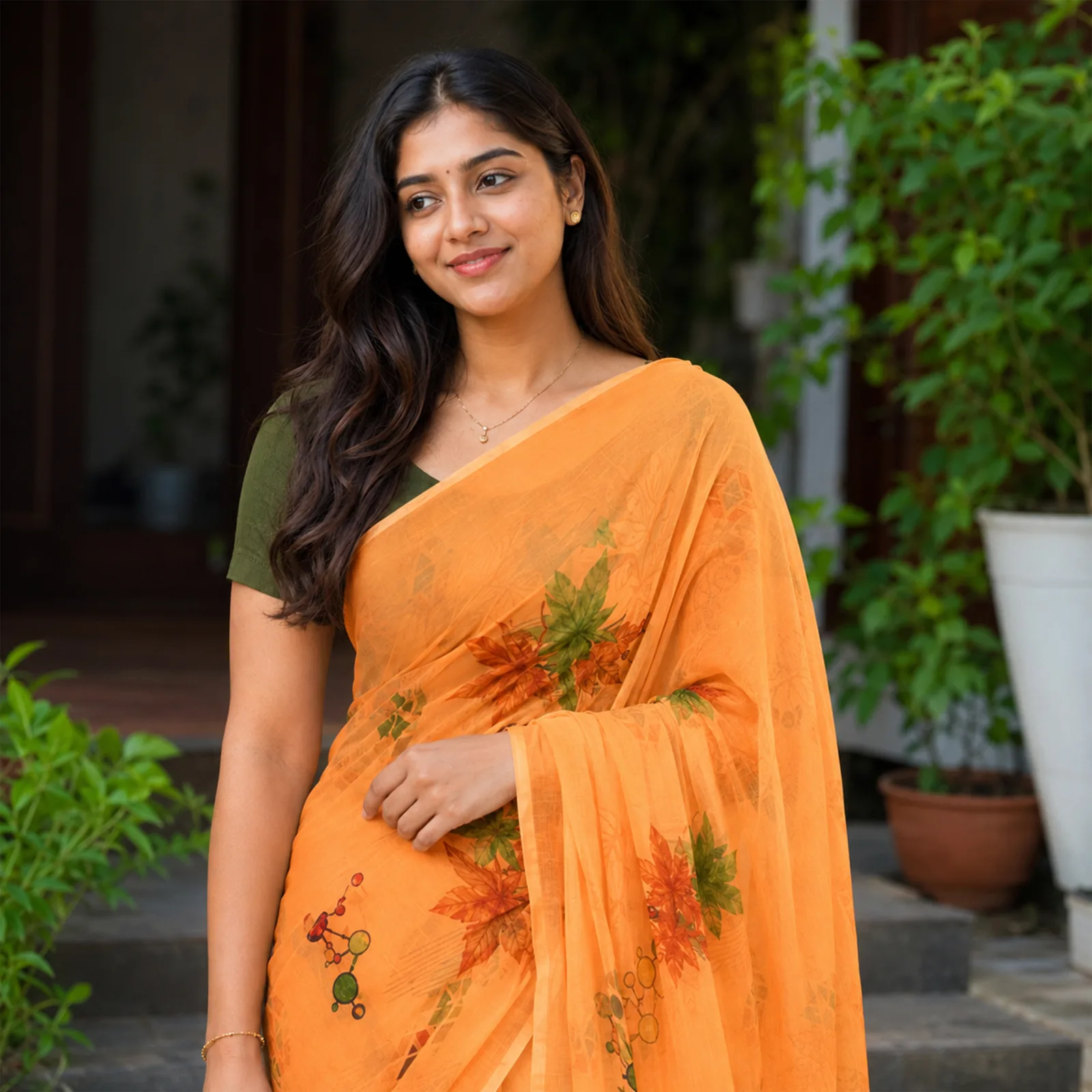 Vaishnavi in Deep Scarlet & Elephant Motifs - Angle 4