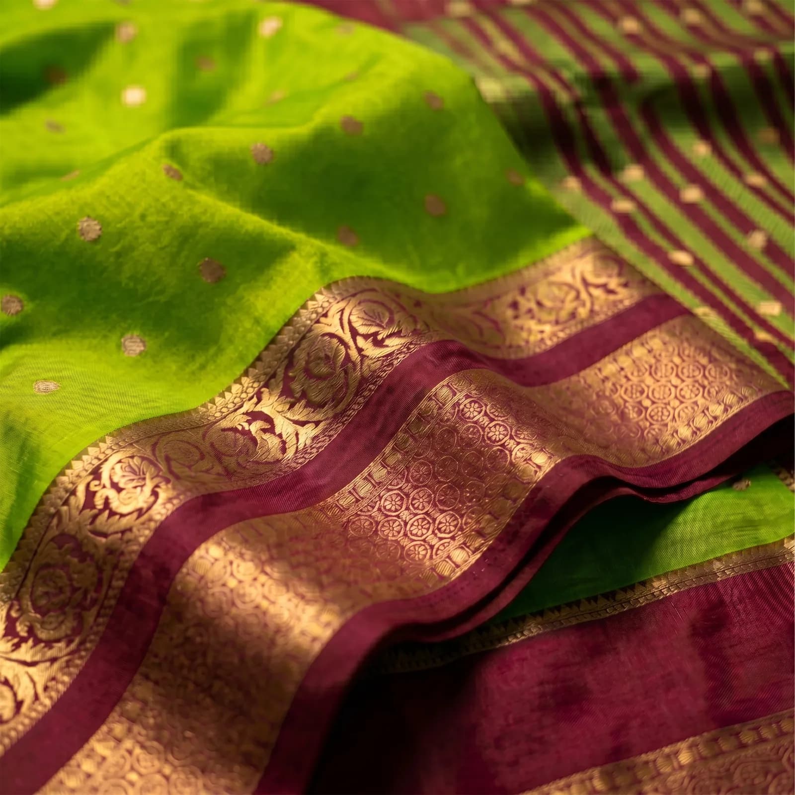 Anushree in Vibrant Pink & Golden Weave - Angle 6
