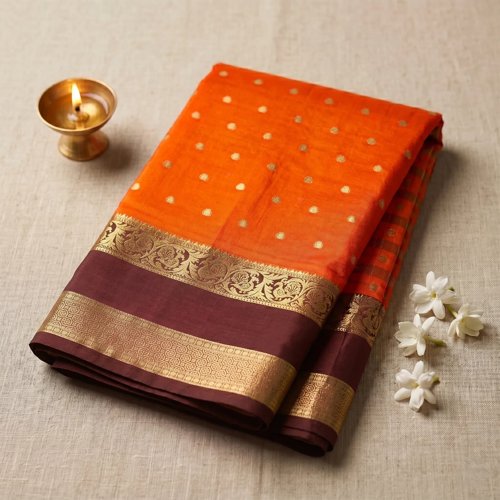 Anushree in Vibrant Pink & Golden Weave - Angle 8