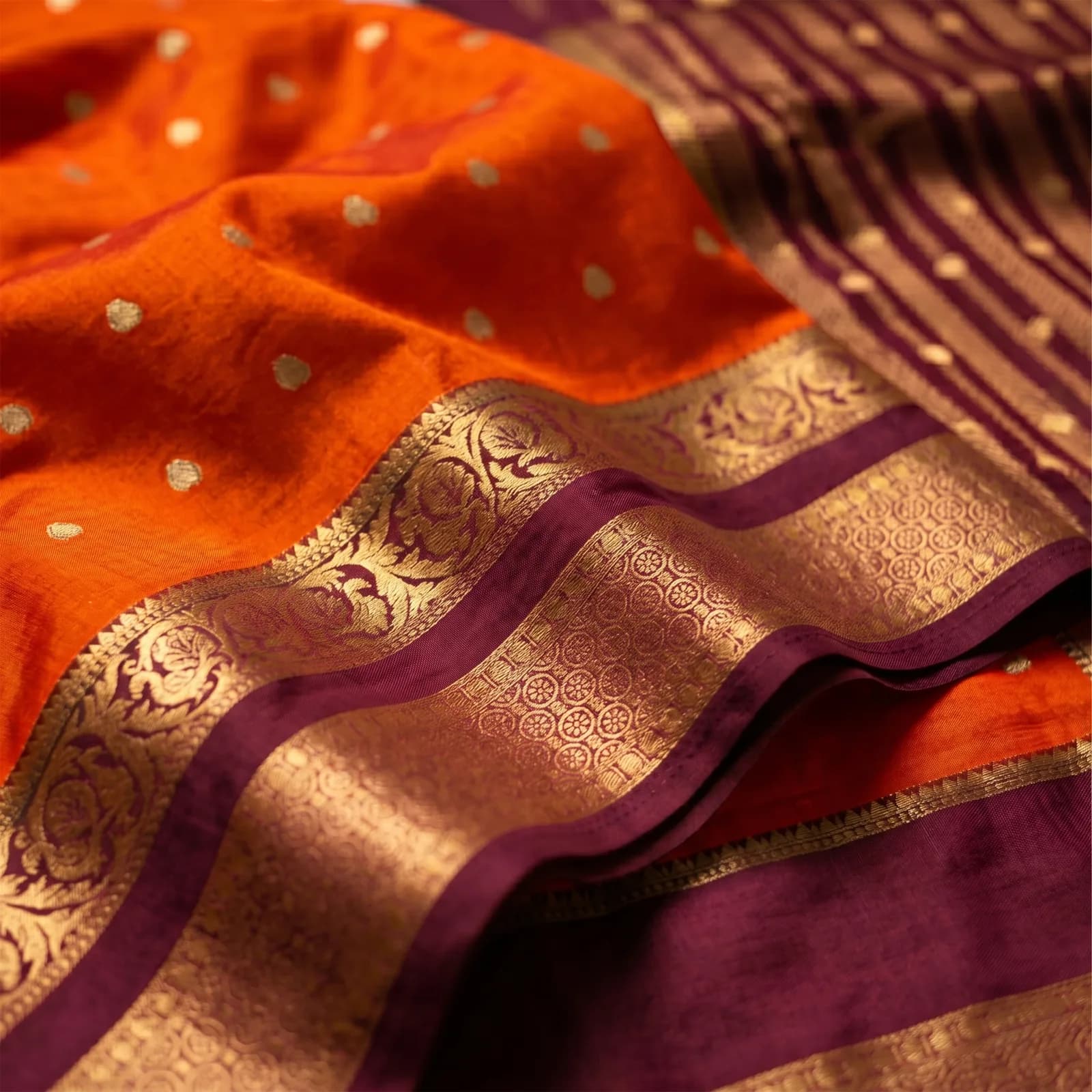 Anushree in Vibrant Pink & Golden Weave - Angle 9