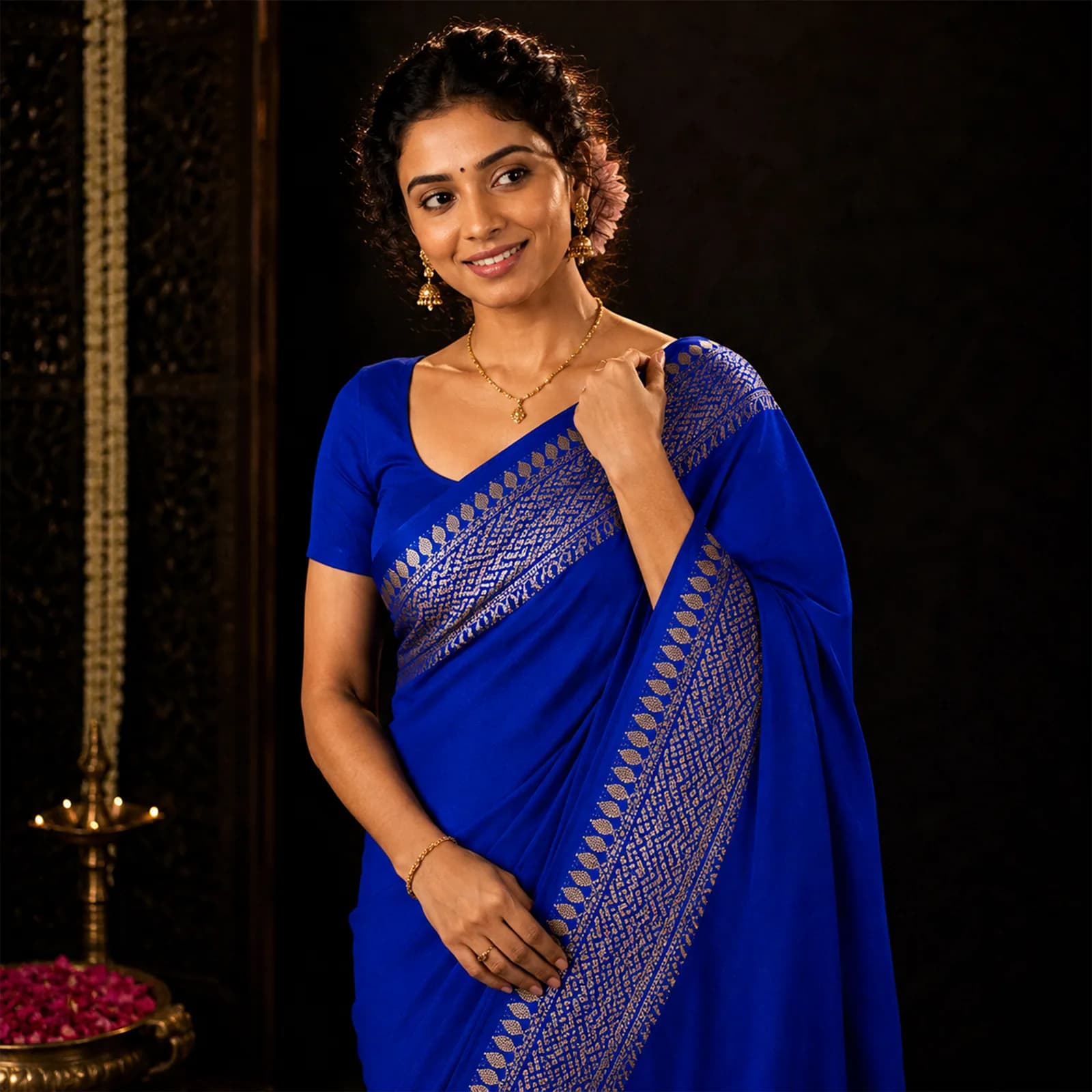 Ganga in Celestial Blue & Pure Gold - Angle 2
