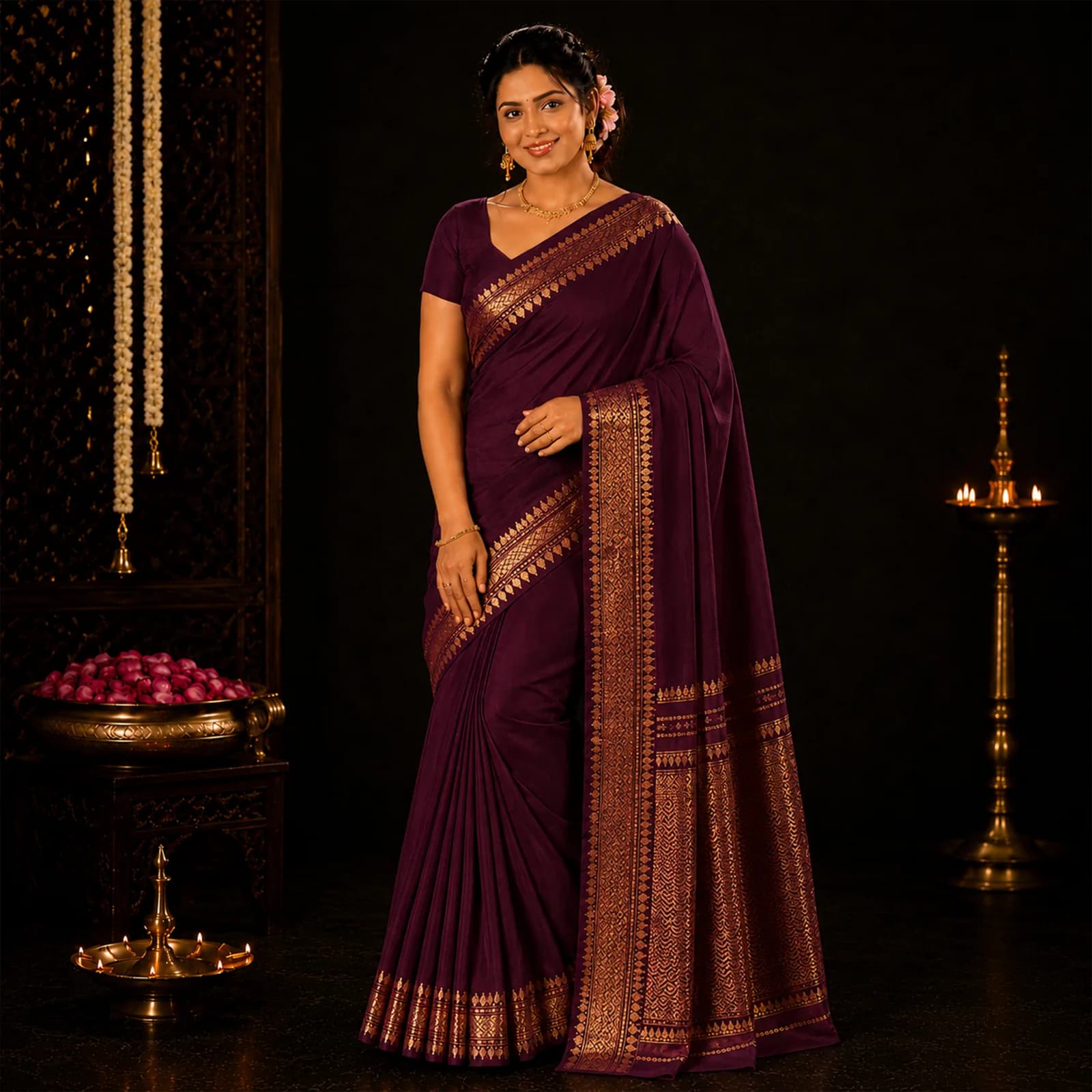 Ganga in Celestial Blue & Pure Gold - Angle 4